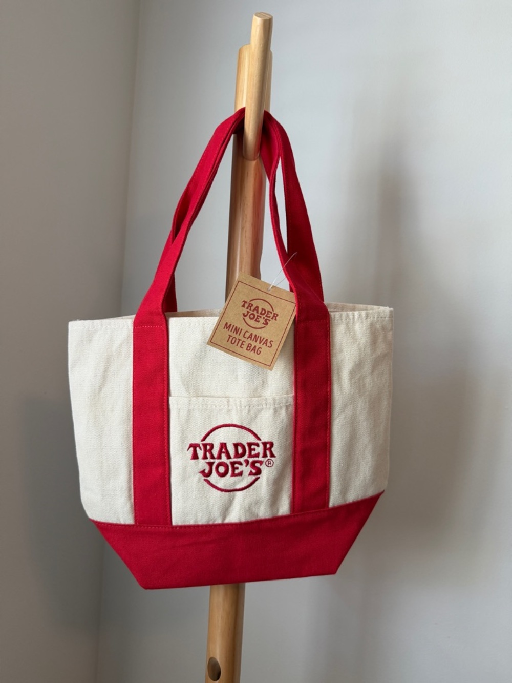 Trader Joe’s Collectible Canvas Mini Tote NEW Reusable Limited Edition Red White